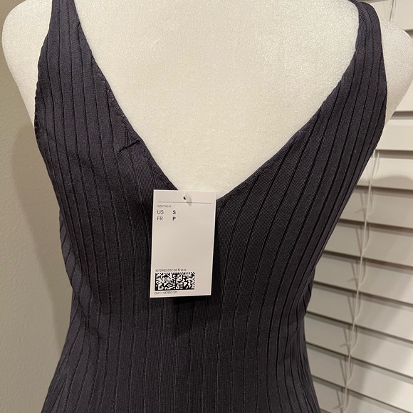 NWT H&M strapless flared navy blue ribbed knit dress S - Picture 4 of 4